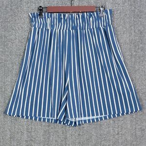 LuLaRoe Shorts Womens Large Blue White Striped Ella Paper Bag 5.5 Inseam